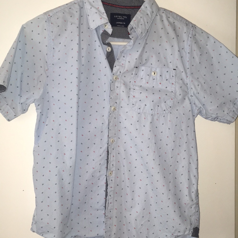 Pastel blue button down shirt